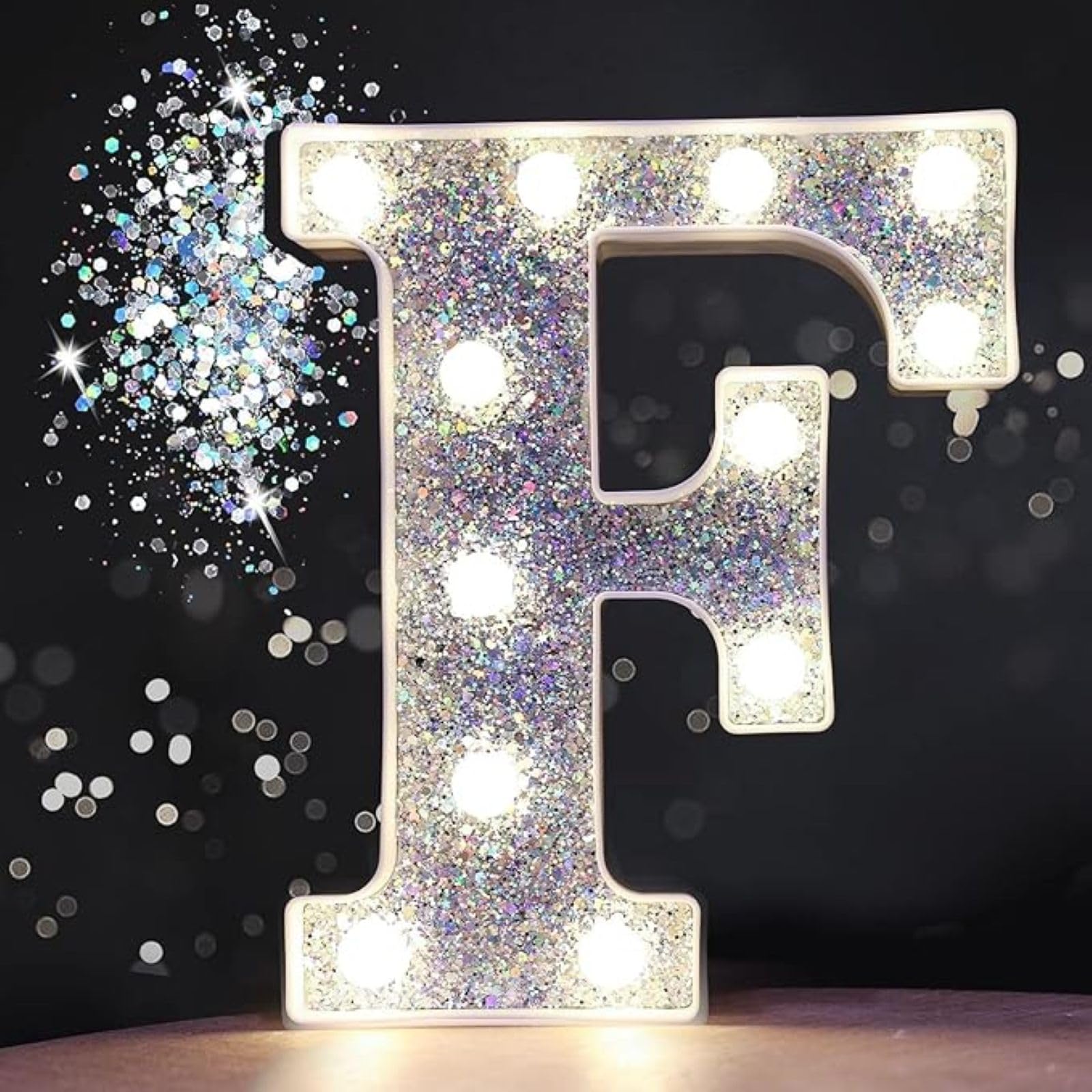 Jemnpela LED Marquee Letter Number Sign Lights Glitter Light Up Alphabet Figure Night Light for Birthday Party Wedding Home Bar Holiday Wall Decoration