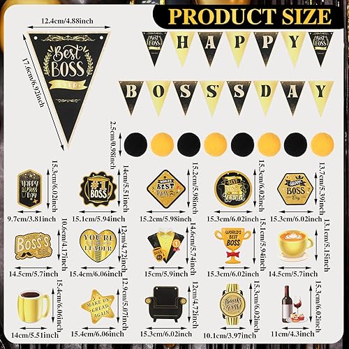 Miniatura 2 de Seajan 5 unidades de pancarta con purpurina para el día del jefe, guirnalda con purpurina para el día del jefe, decoración del día del jefe de oro