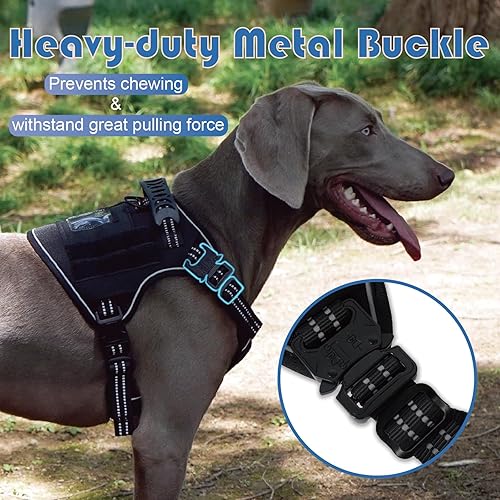Miniatura 3 de Arnés para perros grandes, antitirones, con soporte AirTag, arnés ajustable para perro de servicio, arnés con asa, suave acolchado y reflectante,