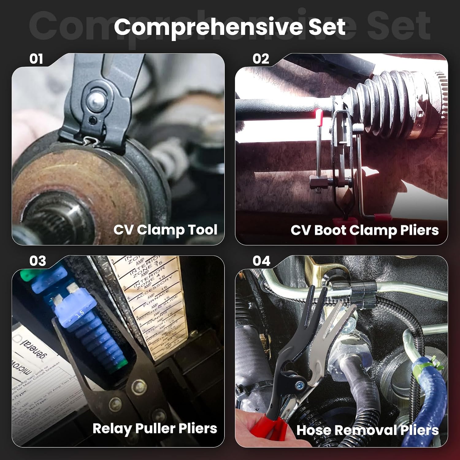 CV Boot Clamp Plier CV Axle Boot Clamp Pliers Hose Removal Plier Relay Puller Pliers Set For Automotive UTV ATV Tool
