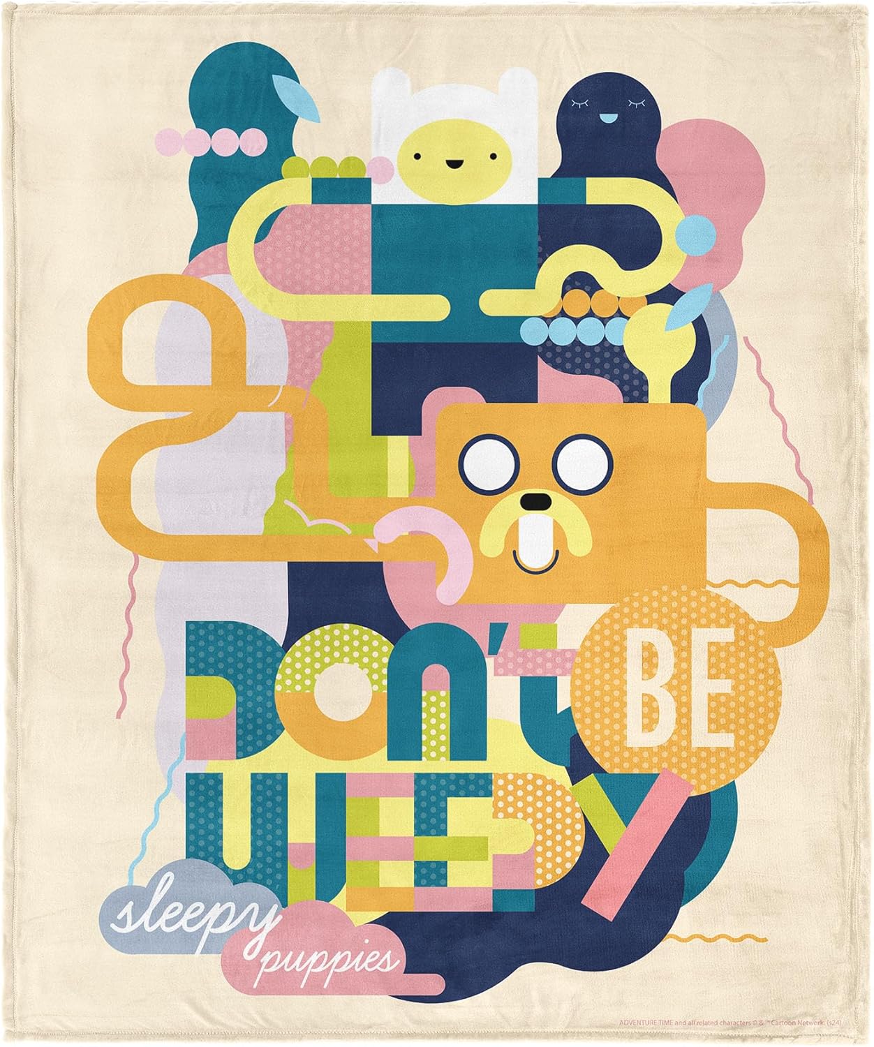 Northwest Cartoon Network Adventure Time Sleepy Puppies Silk Touch Throw Blanket, Finn and Jake Plush Cover, 40 x 50 Inches