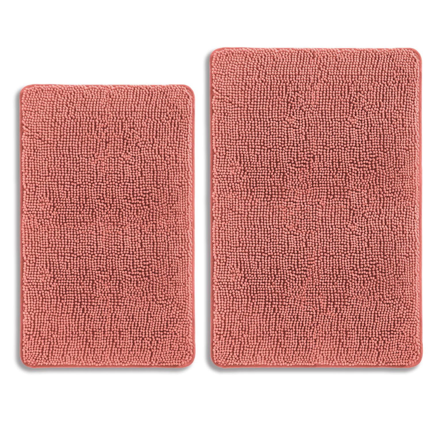 PureSwan Coral Bathroom Rugs Sets 2 Piece – Absorbent and Washable Bath Mat, Non-Slip, Thick Soft Chenille Bath Rugs for Bathroom, Shower, Sink - 20" x 32"+24" x 36" — image 1