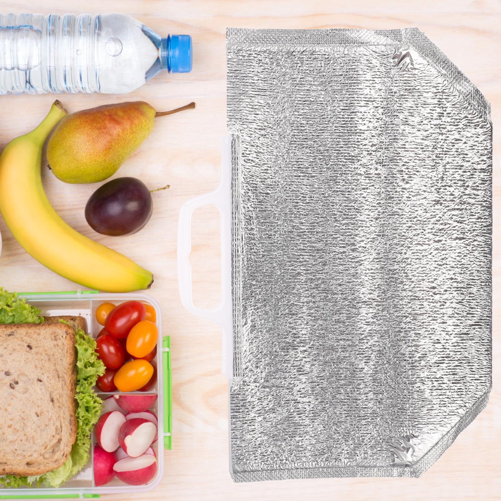 10 Stück Isolierte Tragetaschen mit Großer Kapazität Faltbare Thermotaschen aus Verschleißfestem Material Leichte Lebensmittelbeutel zum Mitnehmen für Heiße und Kalte Speisen
