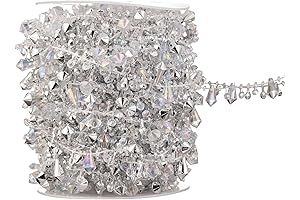33 Feet Crystal Tree Garland Christmas Clear Iridescent Crystal Bead Rolls and...