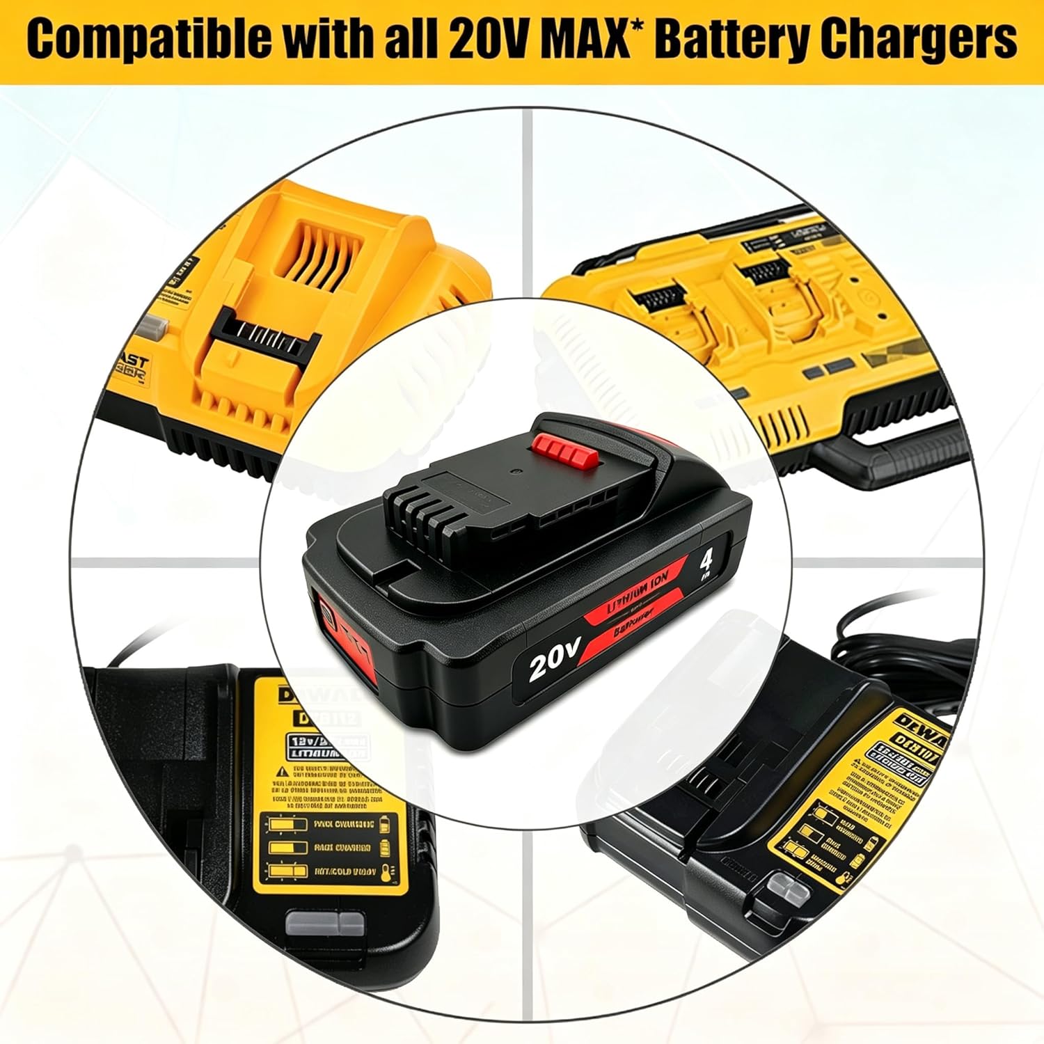 BatPower 4.0Ah 20V Battery 21700 Cell Replacement Compatible with DeWALT 20 Volt MAX XR Lithium-Ion Cordless Tools, High Performance Slim Compact Battery Pack for 20V Drills & Impact Drivers (1 Pack)