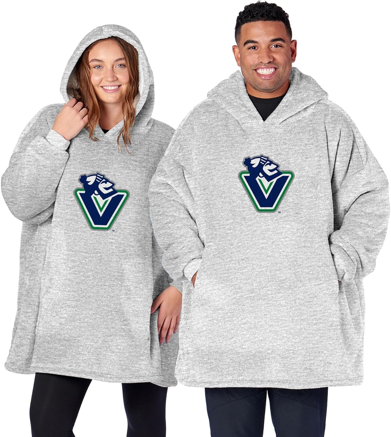 Northwest NHL Vancouver Canucks Hoodler Oversized Sherpa Pullover, Plush Wearable Blanket Sweatshirt, Soft Fleece with Front Pocket and Logo, One Size Fits Most