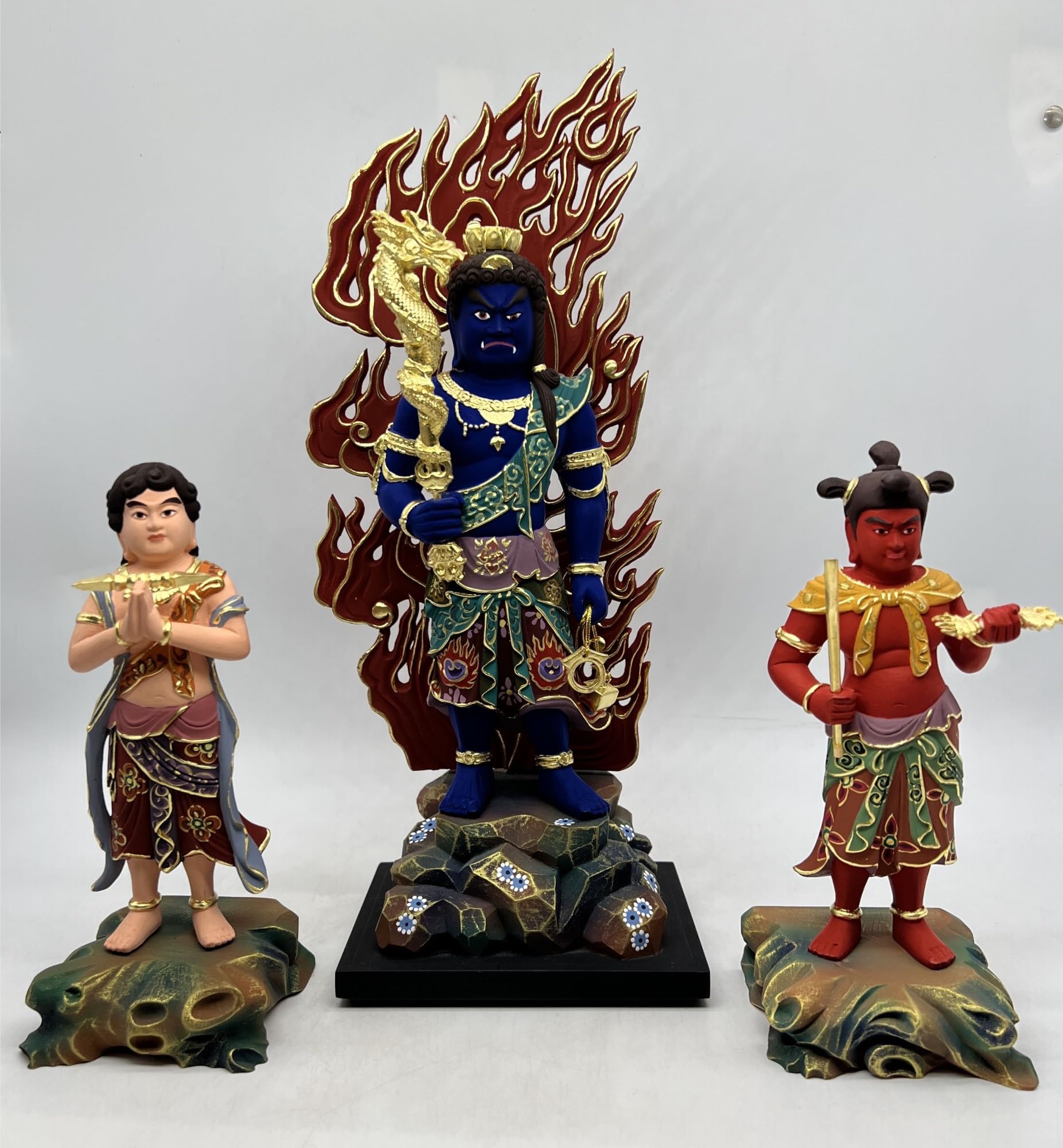 Amazon｜仏像 不動三尊像 立像 不動明王 脇侍 羯羅（こんがら）童子 制 