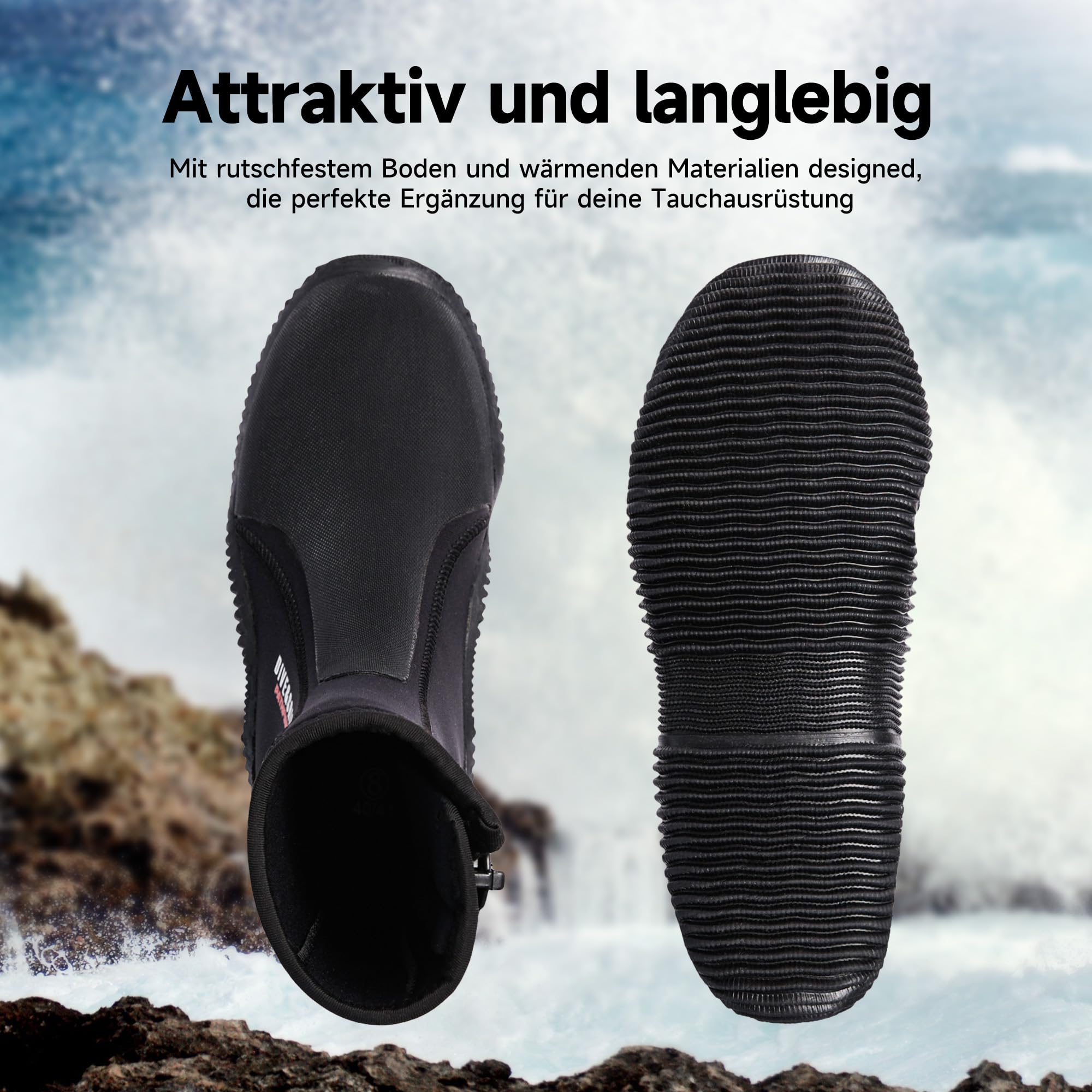 X-mAnTA Neopren Tauchstiefel 5mm Unisex Kurzer Schnitt mit Halbstarrer Gummisohle Fersen & Knöchelschutz für Gerätetauchen Surfen SUP und Canyoning