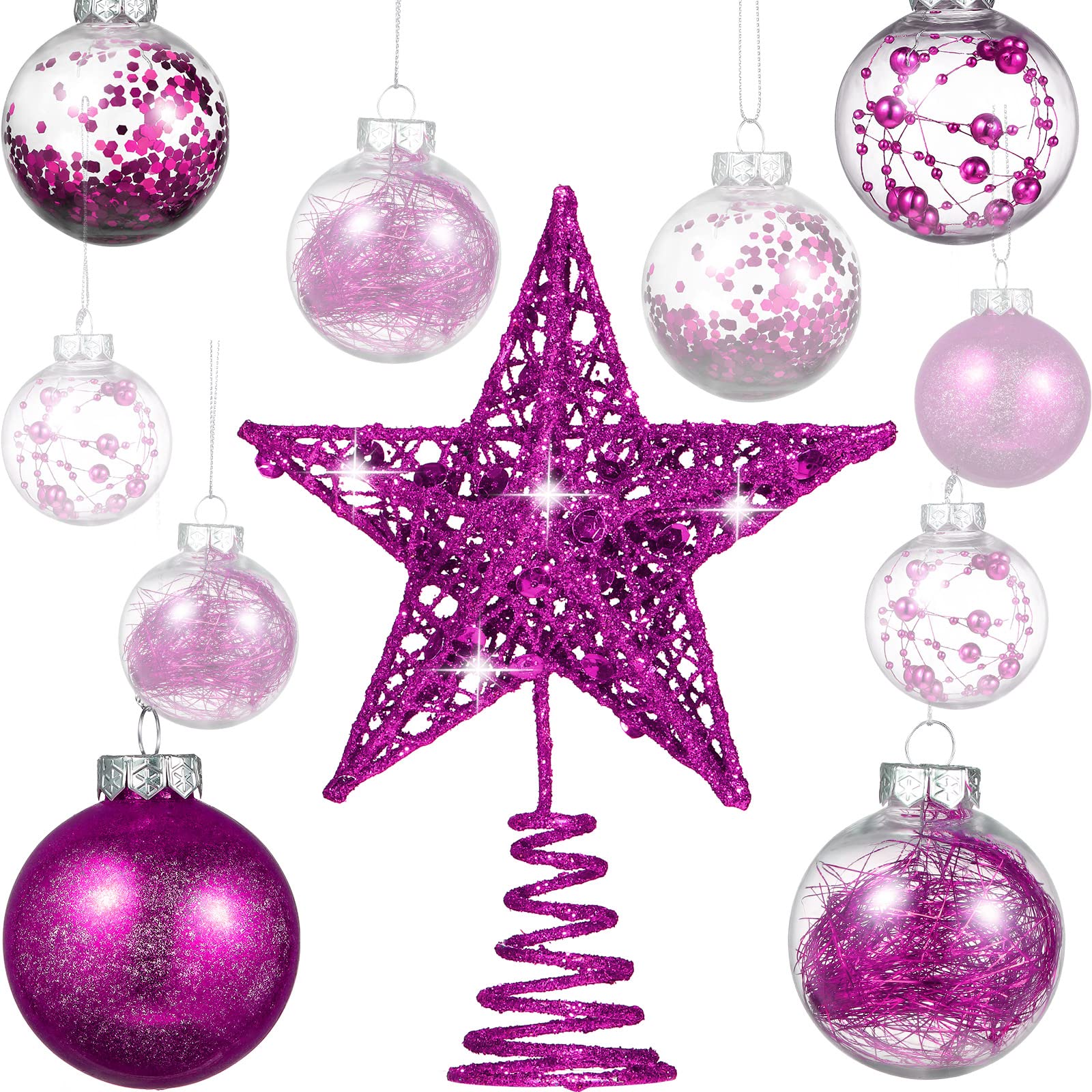 Boules de Noël en plastique incassable violettes Gejoy : lot de 24 déco sapin et fête