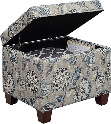 Miniatura 5 de Convenience Concepts Madison Storage Otomana de 21.75 pulgadas, moderno reposapiés tapizado y asiento con tapa con bisagras para sala de estar,