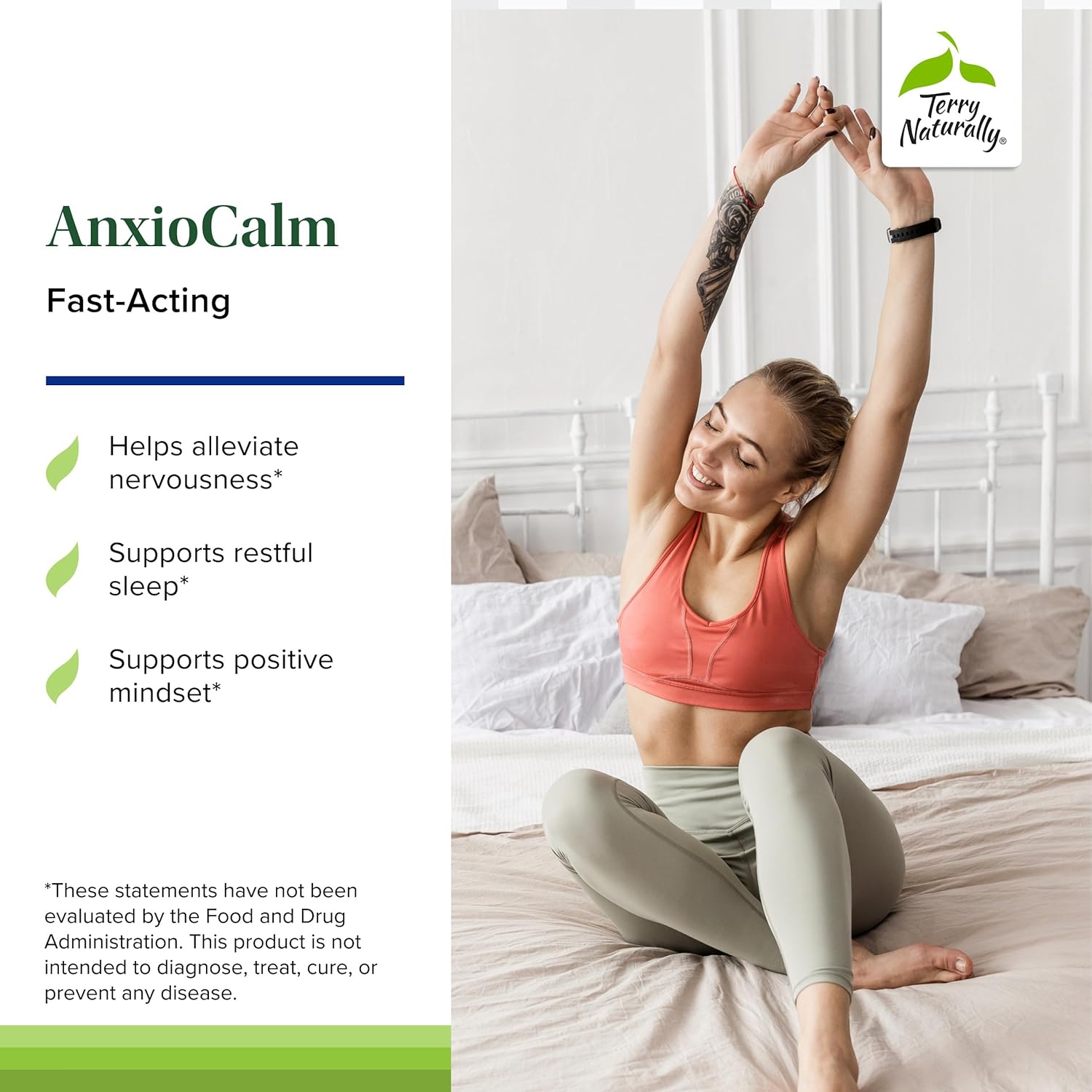 Terry Naturally AnxioCalm - 75 Tablets - Fast-Acting, Non-Drowsy, Non-Addictive Formula - Safe for Adults & Children 4+ Years - Non-GMO - 37 Servings