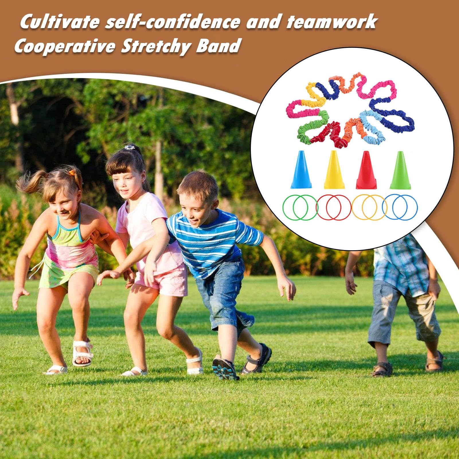 Bands Extensibles pour Les, Groupe Extensible élastique - Équipement d'activité des Accessoires Stress,Activités de Coordination des Moteurs pour Le Plein air, l'école, Le Parc, Le Jardin