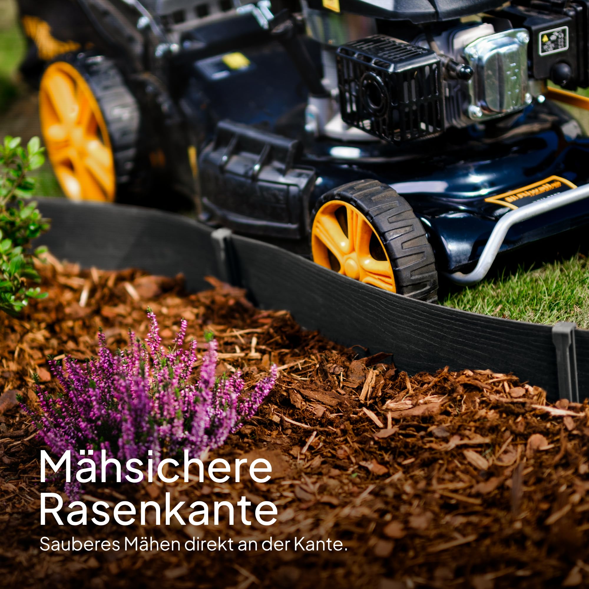 UNIGARDIA Flexible Rasenkante Kunststoff, Höhe 13 cm, Länge 20 m, Schwarz | Leicht zu verarbeiten, mit Holzdekor, 3 mm starke Raseneinfassung, Beeteinfassung aus stabilem Plastik