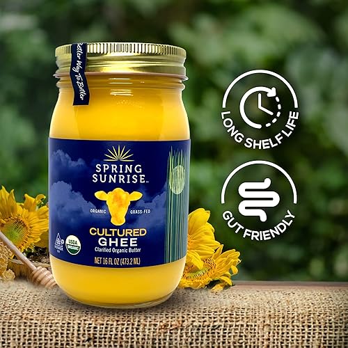 Miniatura 9 de Spring Sunrise Mantequilla de ghee orgánica alimentada con pasto  Mantequilla clarificada orgánica certificada por USDA  Aceite de cocina sin Paleo,