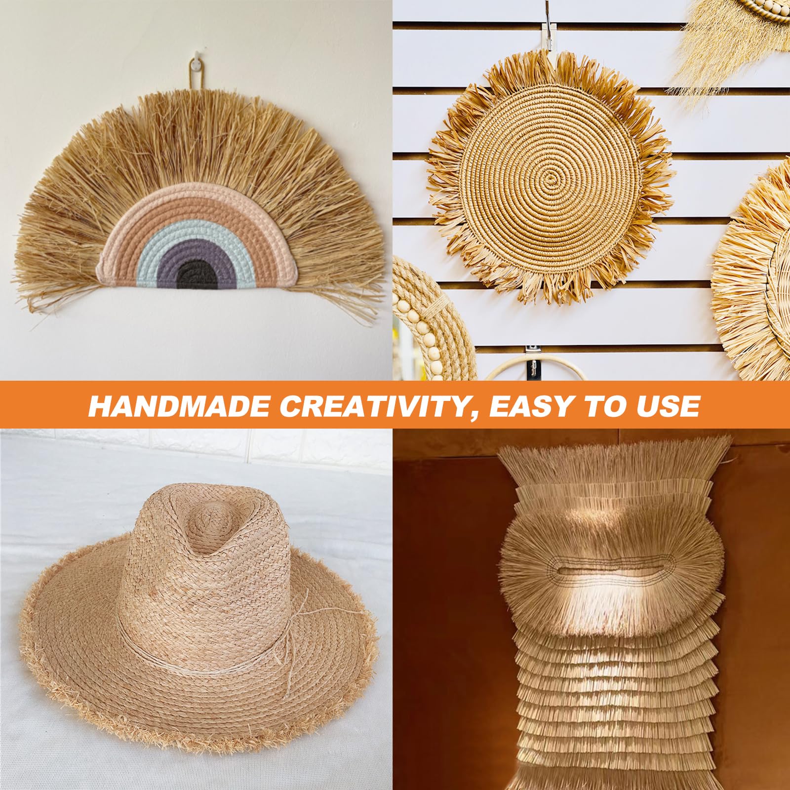 Ruban Raphia Naturel 200m - Largeur 2cm, Biodégradable Pour Emballage Et DIY