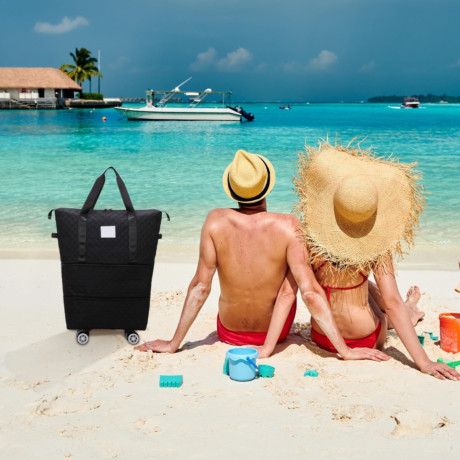 Bolsa de viaje plegable expandible, bolsa de viaje con ruedas | bolsa de de mano, equipaje de mano expandible, bolsa de viaje para padres, bolsa de viaje expandible con ruedas, Black,