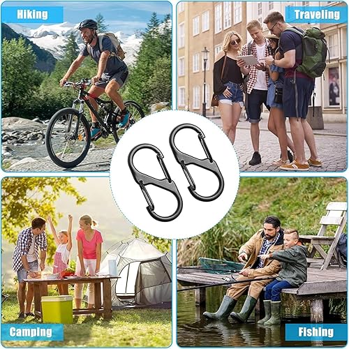 Miniatura 7 de Mosquetón S, 15 piezas de clip pequeño de aleación para llavero, clips de cremallera, mochila antirrobo, mini mosquetón de doble bloqueo para pesca,