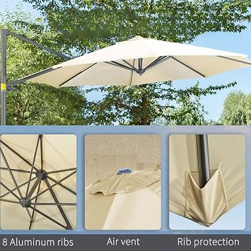 11ftCantilever Parasol Replacement Canopy For Offset Umbrella Canopy Cantilever Umbrella Round