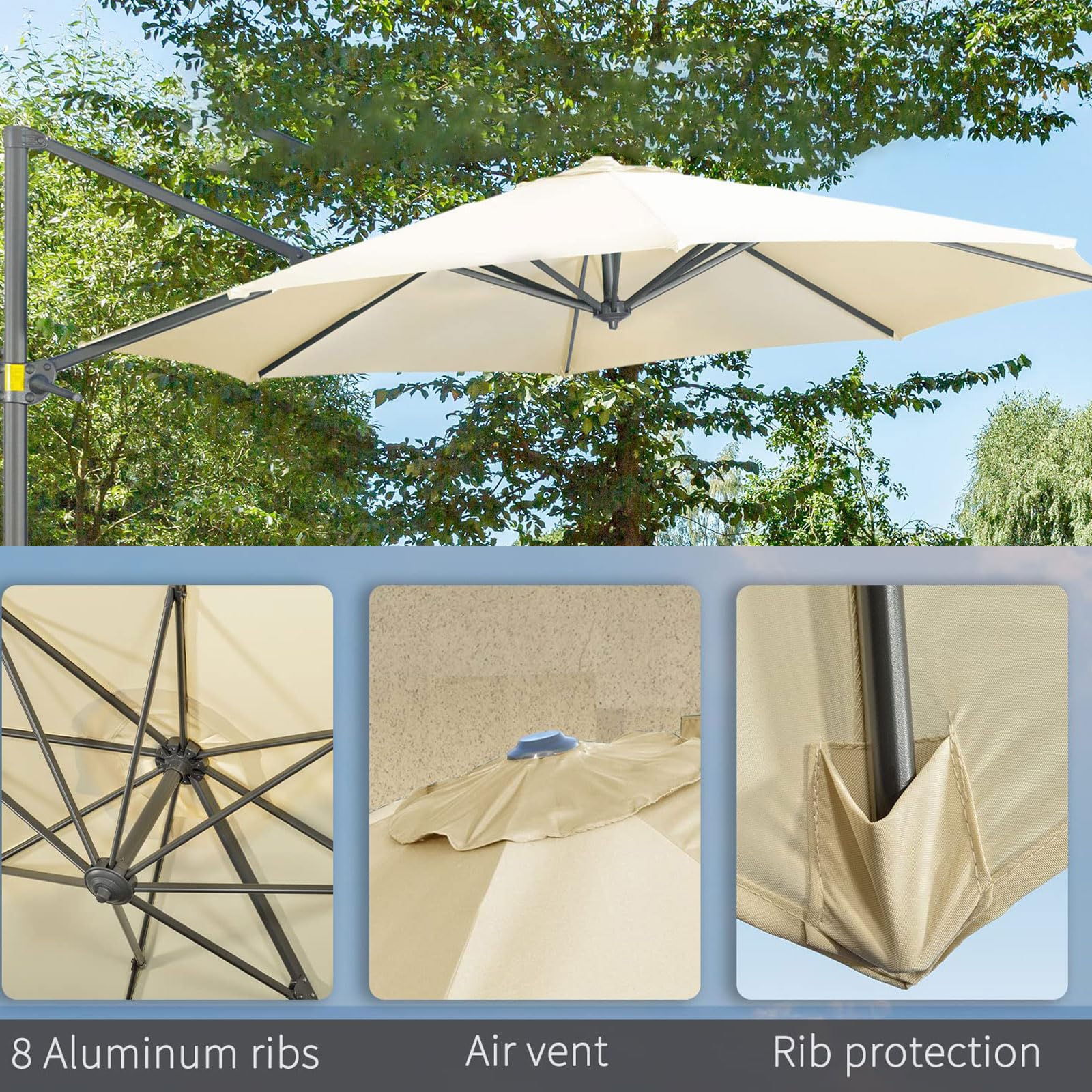 Générique toile de remplacement pour parasols avec bras déporté