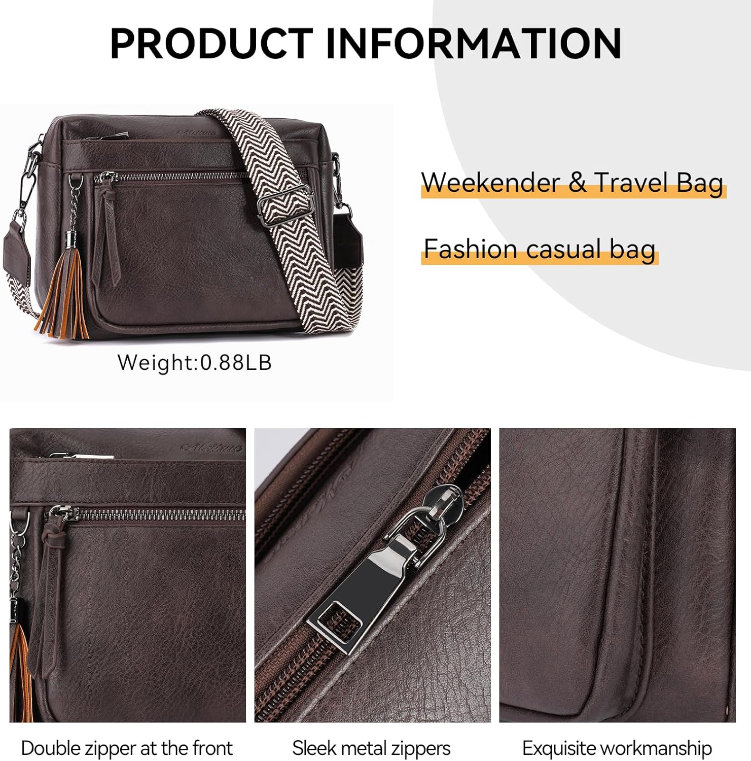 MEITRUE Crossbody Bags for Women, Vegan Leather Crossbody Purse Trendy Multi Pockets Shoulder Handbag with Tassel - Image 6