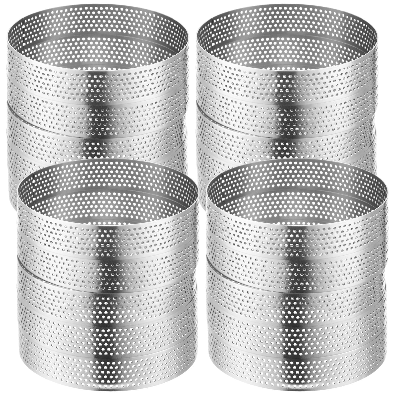 20 pièces cercles à tarte perforés, cercles ronds en acier inoxydable 10 x 2 cm pour pâtisserie, moule rond en métal, anneau à muffin anglais pour mousse, tarte, entremets, gâteau