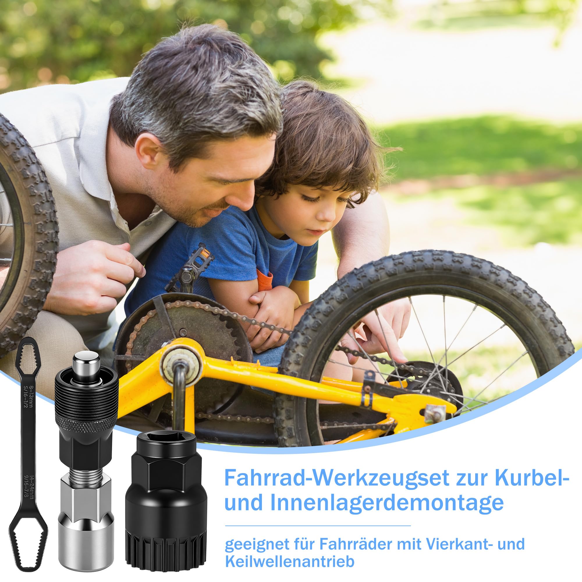 Zocipro Ściągacz korby rowerowej, zestaw narzędzi do suportu rowerowego, narzędzie do suportu i ściągacza korby, klucz 16 mm, klucz do korby rowerowej, zestaw narzędzi do usuwania korby rowerowej