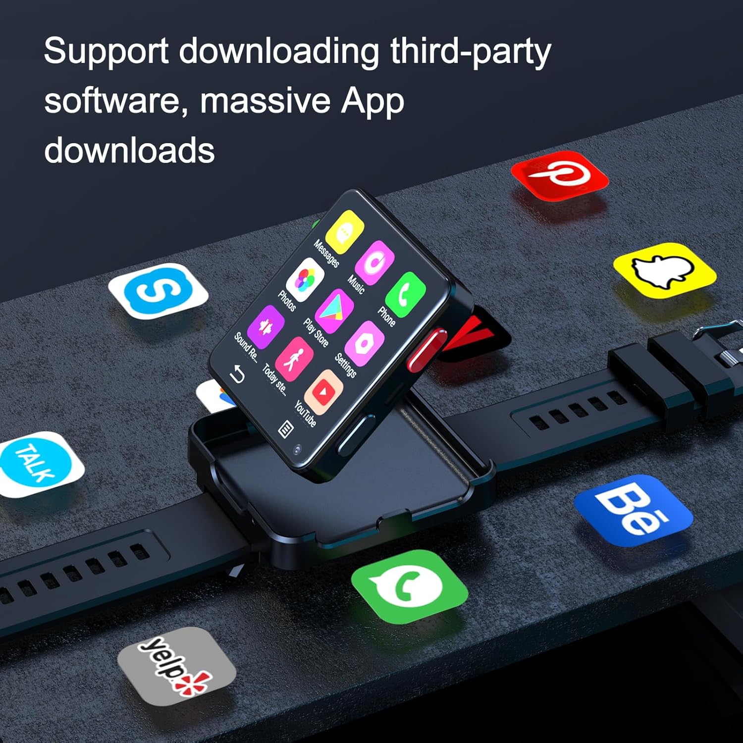 Smartwatch screen showing various app icons