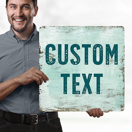 Miniatura 1201 de My Sign Center - Letrero personalizado, 11 colores de fuente, 13 estilos de fuente, 4 opciones de agujero, 22 tamaños, 8 x 32 pulgadas, sin óxido,