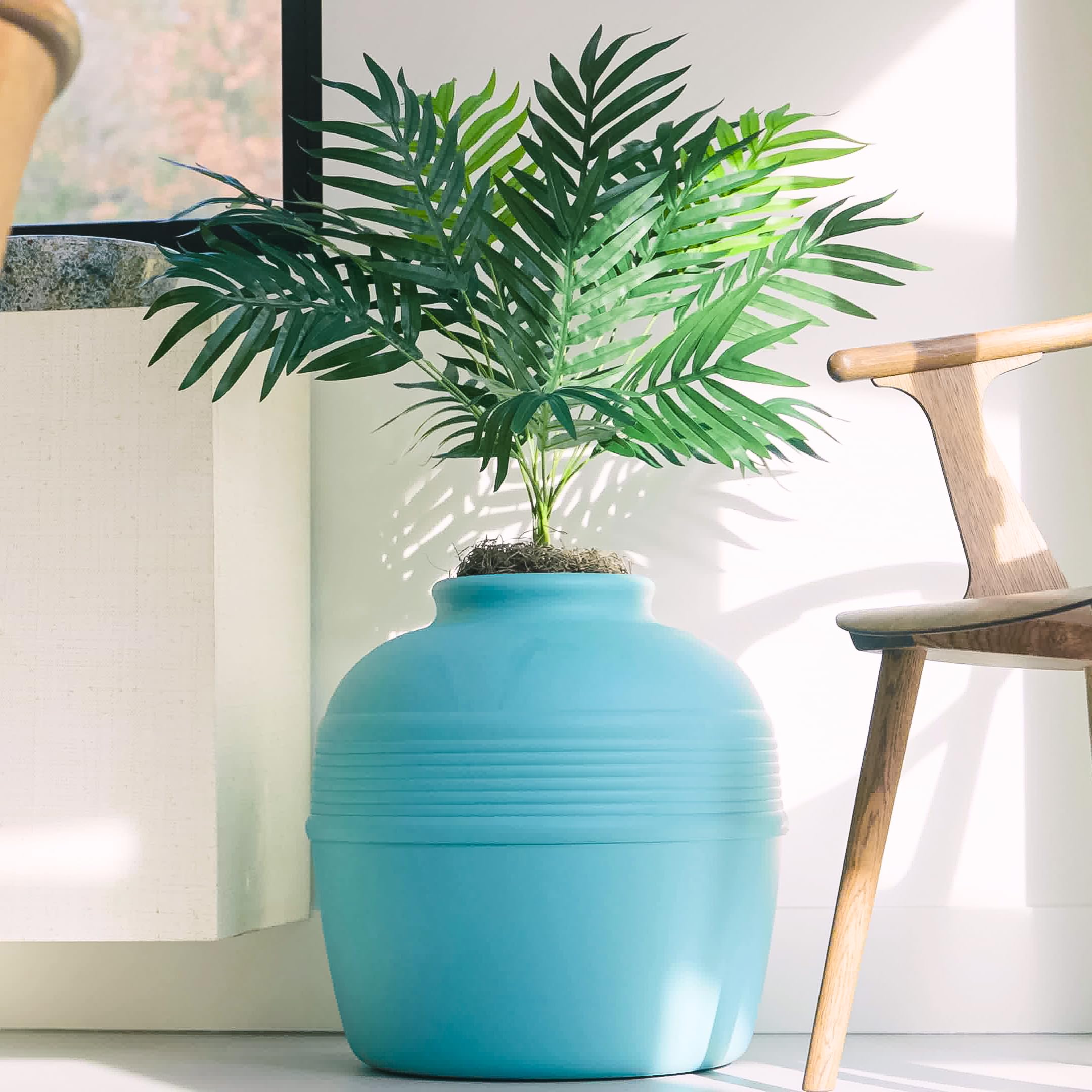 Good Pet Stuff zestaw podstawowy okrągłej ukrytej kociej kuwety w kształcie plantera ze sztuczną rośliną, wentylowany system filtrów węglowych z kapturem do kontroli zapachów, łatwy do czyszczenia,
