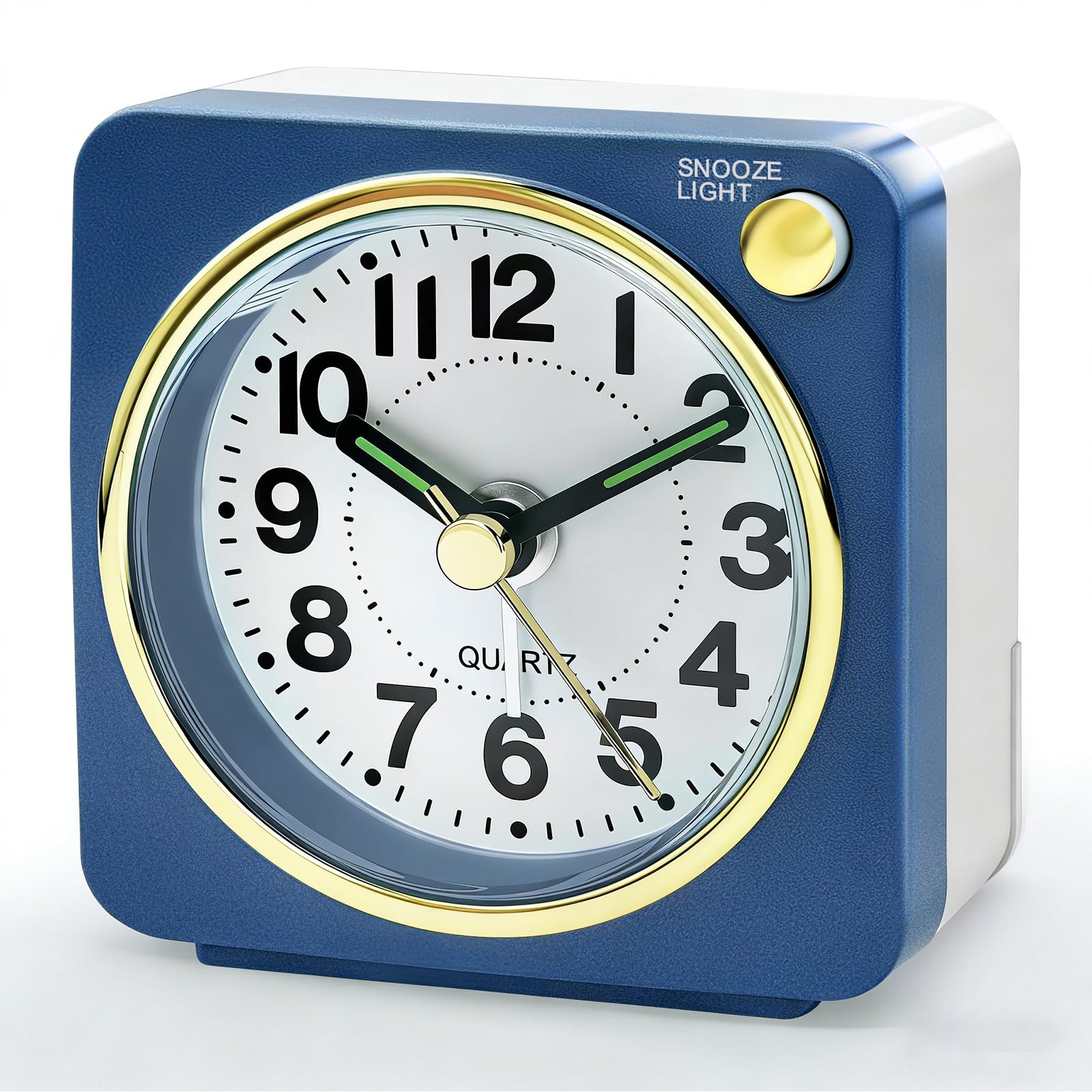 Lamisola Mini Travel Alarm Clock, Small Battery Analog Alarm Clock, Bedside Desk Clocks for Bedrooms, Vintage Home Decor for Bathroom Kichen Office Room, Sapphire Blue