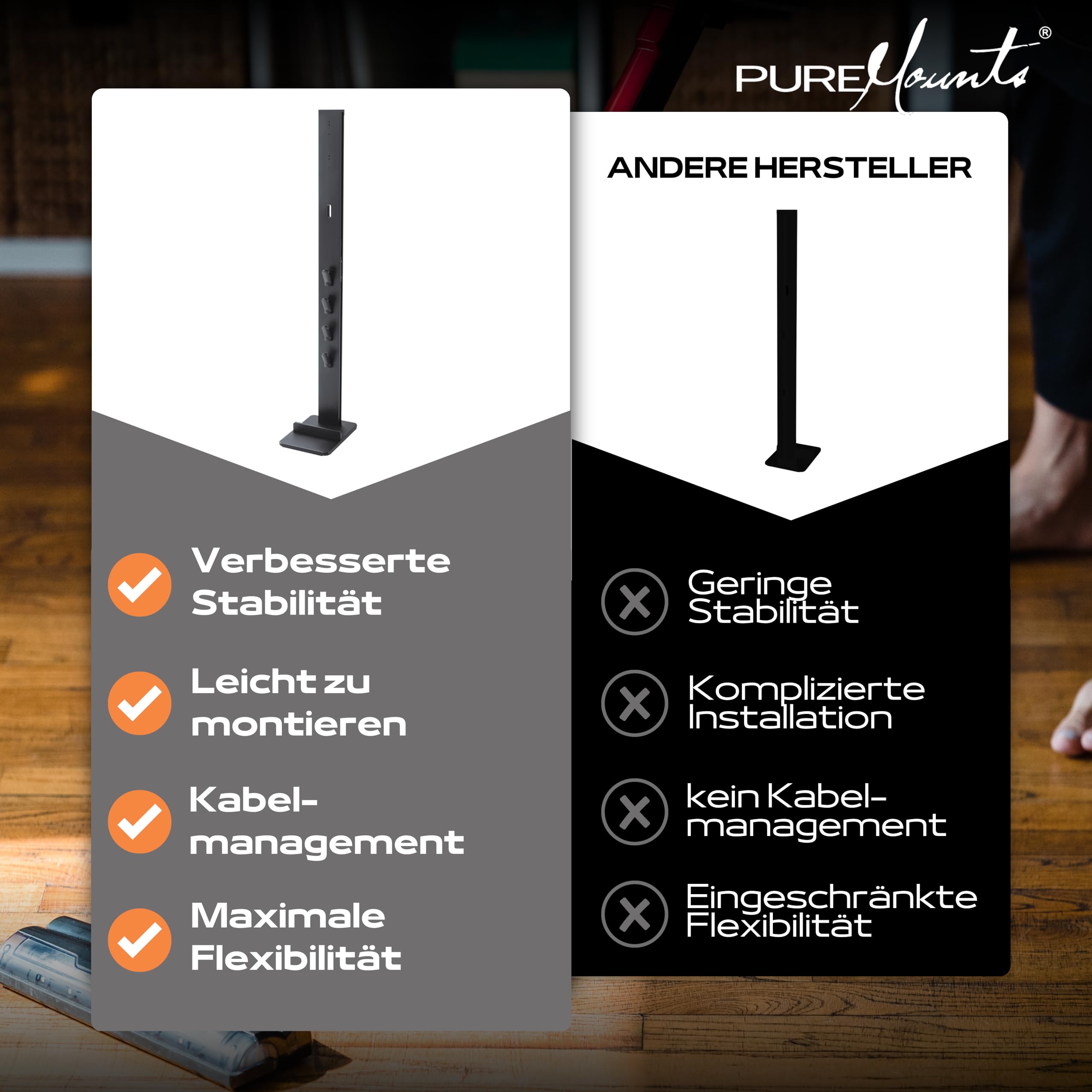 PureMounts Staubsaugerständer Standfuß für Dyson V6–V15 & Gen5, schwarz