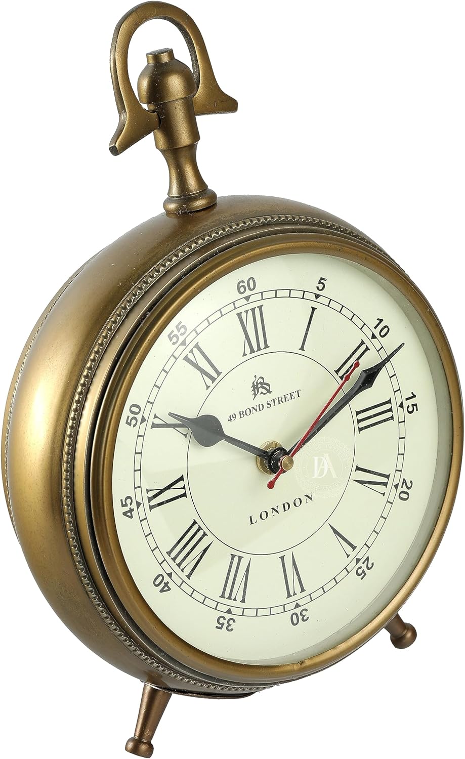 Vintage Gold Plated Round Quartz Analog Desk Clock Non Ticking Battery Operated for Bedroom Living Room Decoration Retro Home Desk Clock Modern Desk