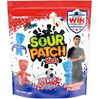 SOUR PATCH KIDS Red, White & Blue Soft & Chewy Gummy Candy, Bulk Candy, 1.8 lb