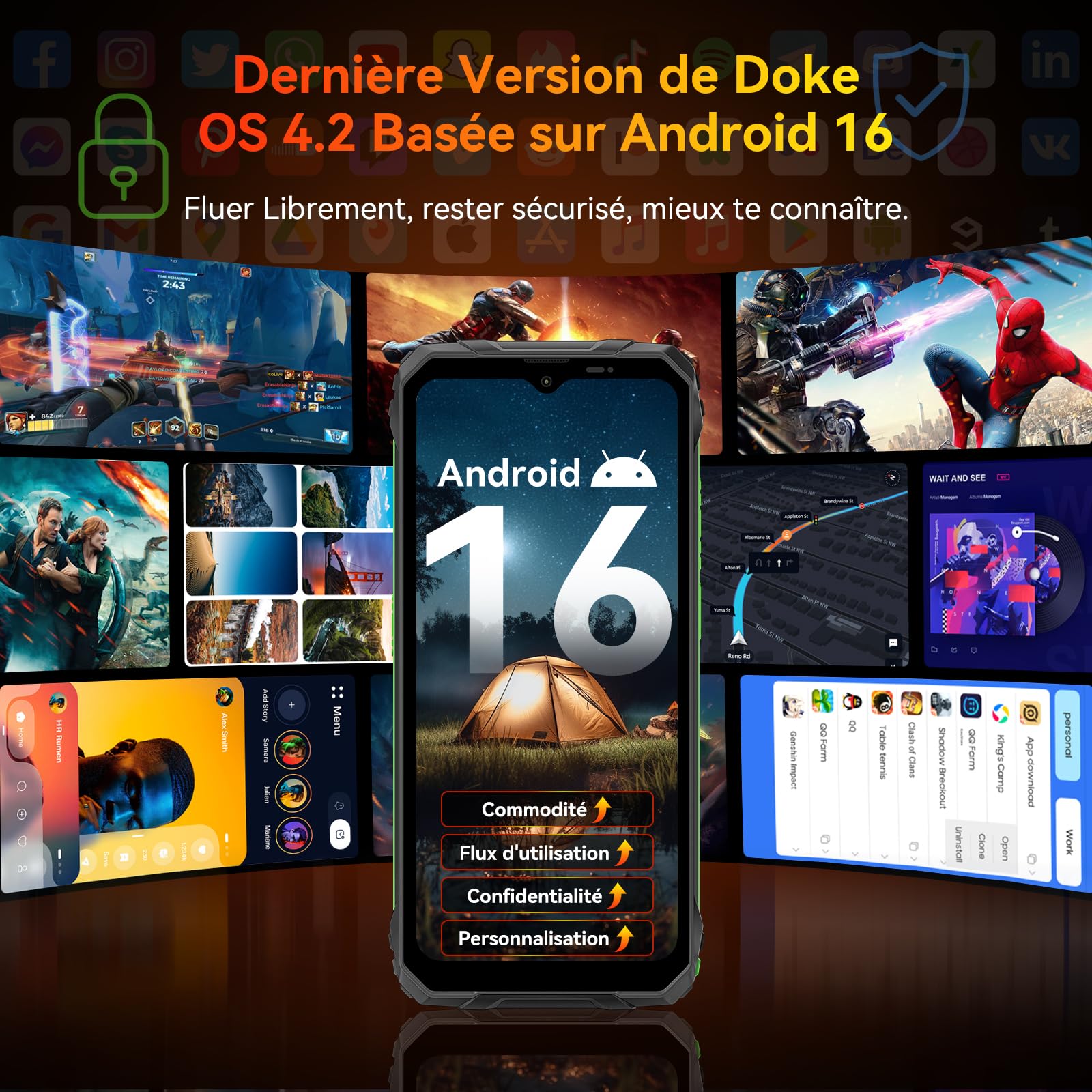 Blackview Téléphone Portable Incassable, Smartphone Incassable 10000mAh, Android 16 Telephone Incassable, IP68/IP69K, Jusqu’à 12GB+128GB (TF 2TB), 6,56" 90Hz, Double SIM, NFC, GPS, 3 Ans de Garantie