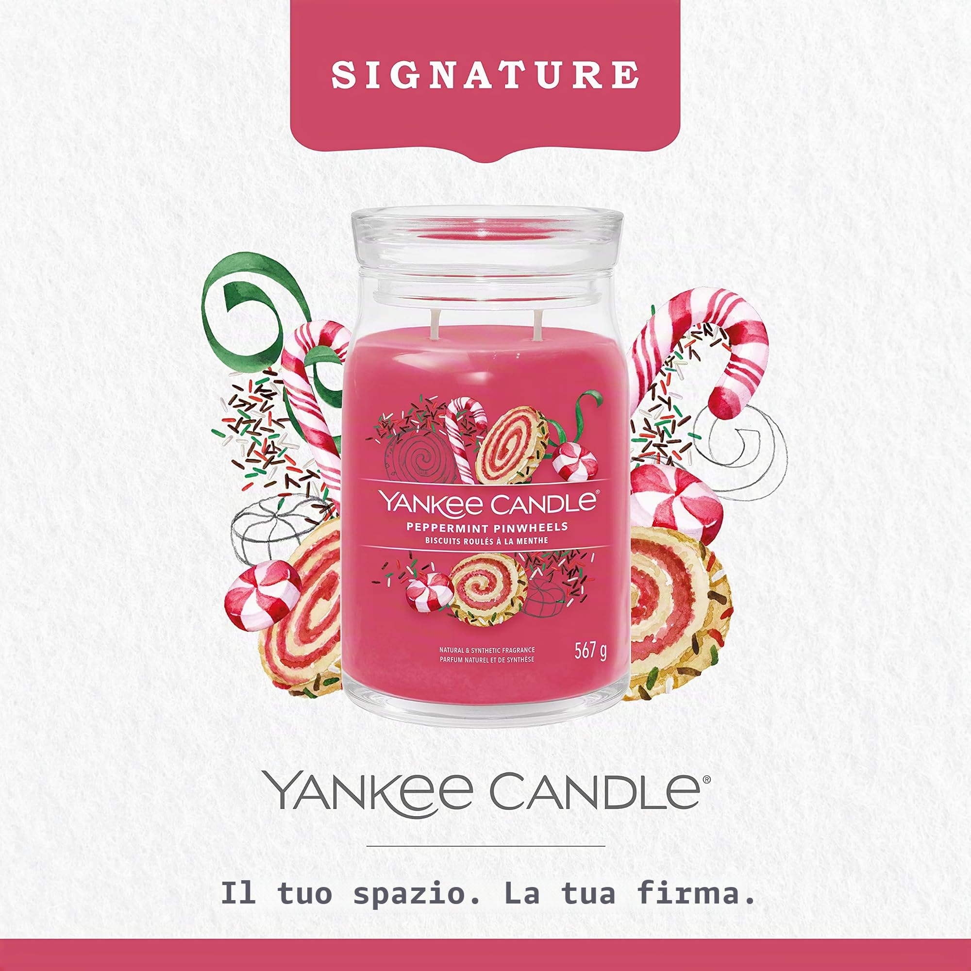 Yankee Candle Signature candela profumata, Biscotti alla Menta in giara grande, Candele di miscela di cera di soia lunga durata