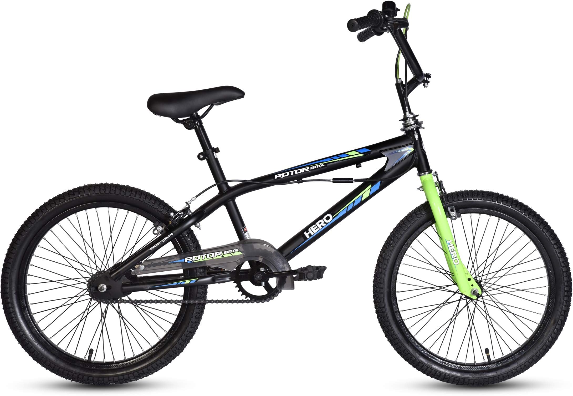 Hero Rotor Unisex-Youth Bmx Bike 20T , 13 In Steel Frame , Single Speed Cycle (Brake Style: Caliper) Black, Rigid, ?13 Inches