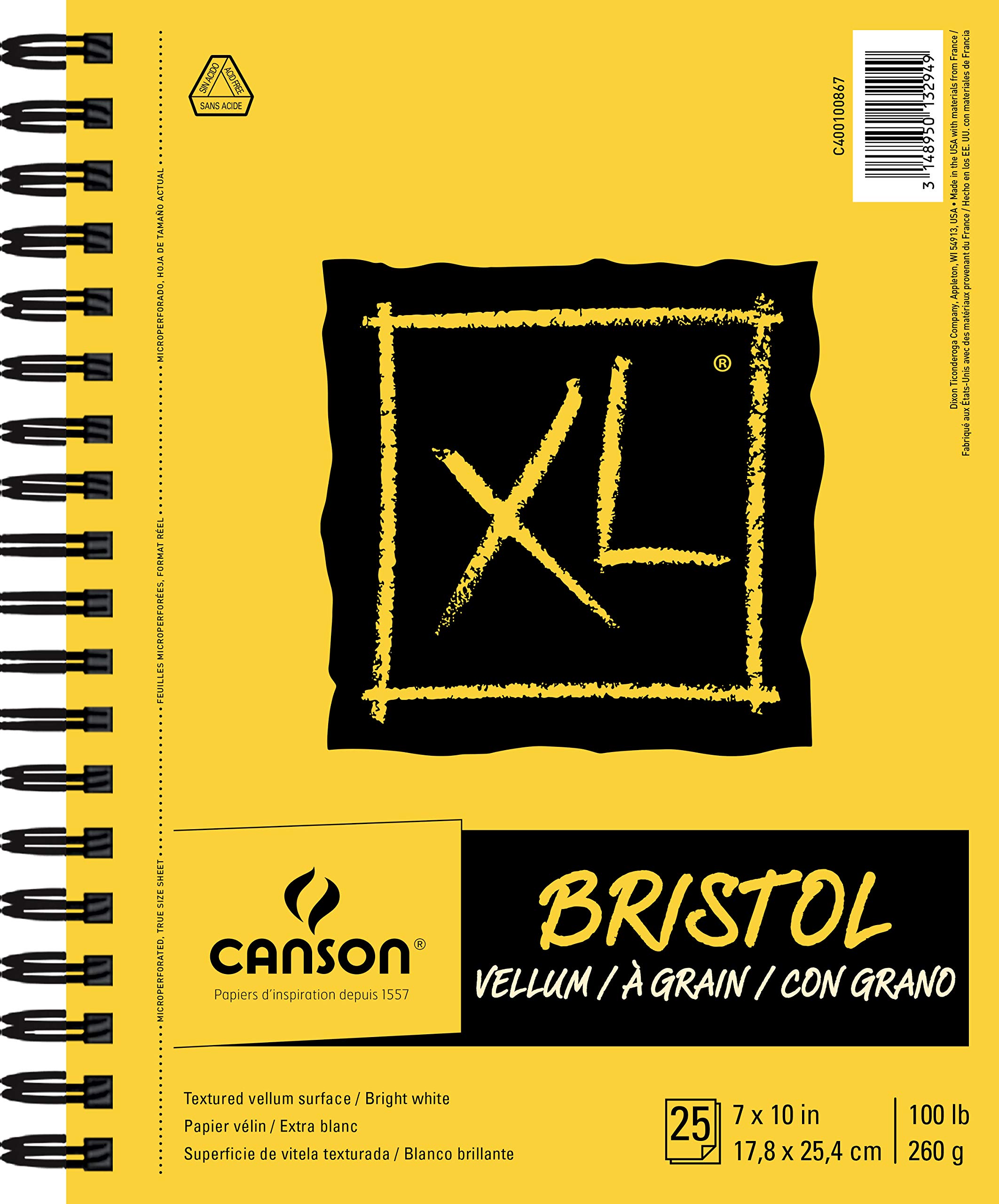 Canson XL Series Vellum Bristol, Yellow/Black, 7x10