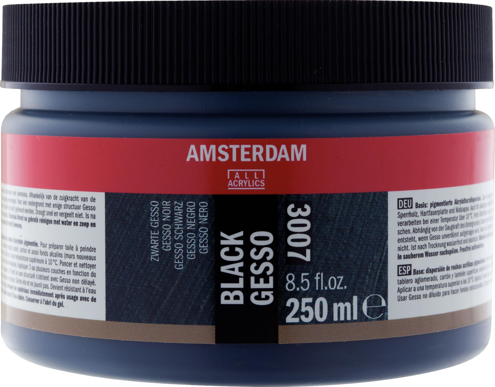 Tarrence Gesso Amsterdam Acrylic Medium Black Gesso T2417-3007 8.5 fl oz (250 ml)