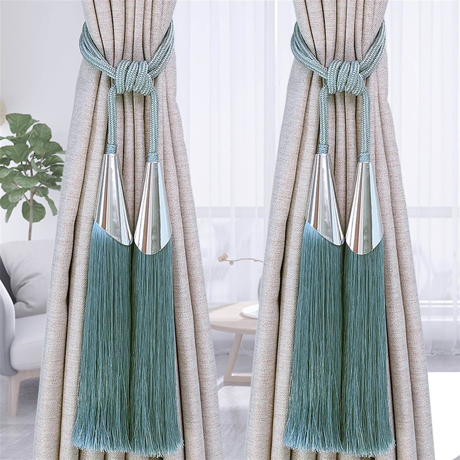 Embrasse À Double Rideau avec Pompon Et Brosse, Sangles À Boule Suspendues, Cordes D'Arrimage, Ceinture, Accessoires pour Rideaux, Fermoir, Ruban d'attache Arri,Light Coffee