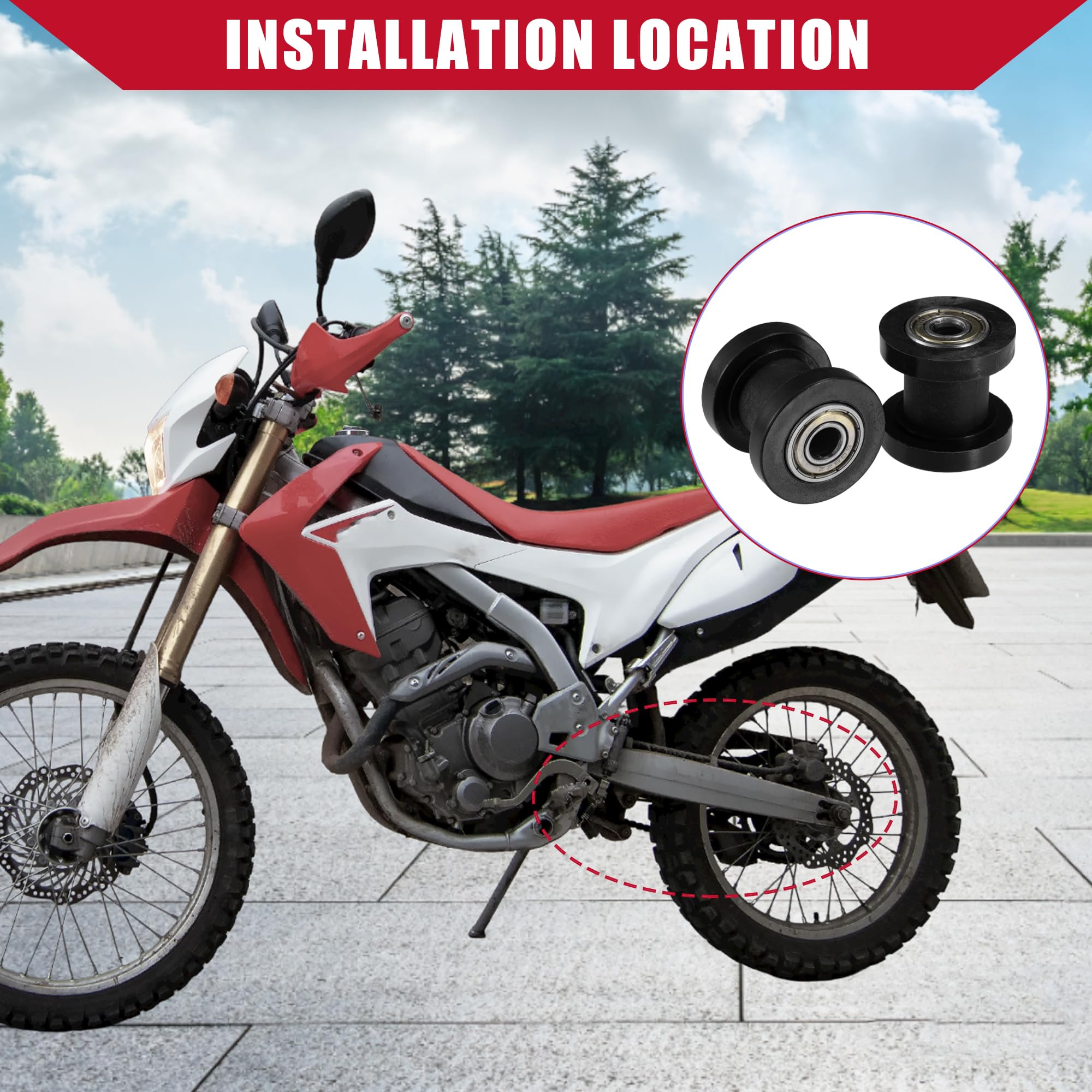Tendeur De Chaîne À Galet Pour Moto/Quad 8 Mm Lot De 2 Noir | Plastique/Métal, M8x1.25, Pour KLX110, XR125, SSRC, RF50, Pit Bike, Karts, Quads 125-160cc