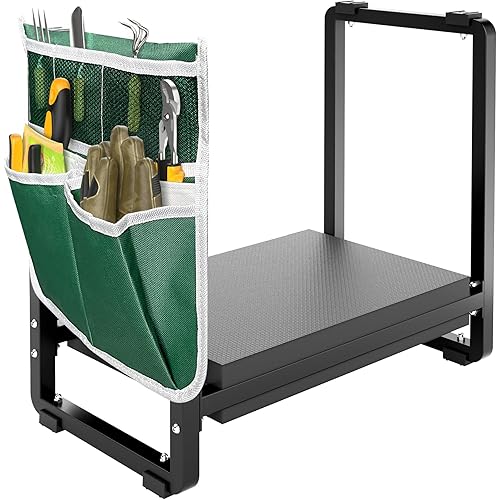FLINTER Wider Garden Kneeler and Seat, Heavy Duty Thick Gardening Bench for Kneeling and Seat - Garden Kneelers for Seniors, Gardening Stools for Women, Grandparents, Gardeners, Black
