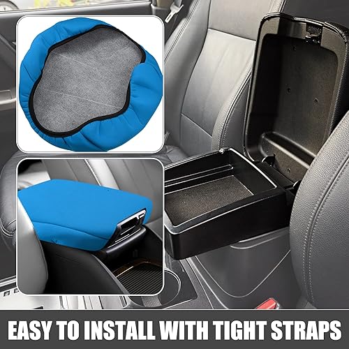 Miniatura 4 de Almohadilla de consola central, impermeable, funda de asiento para reposabrazos azul para Dodge para Ram 1500 2500 3500 2013-2022