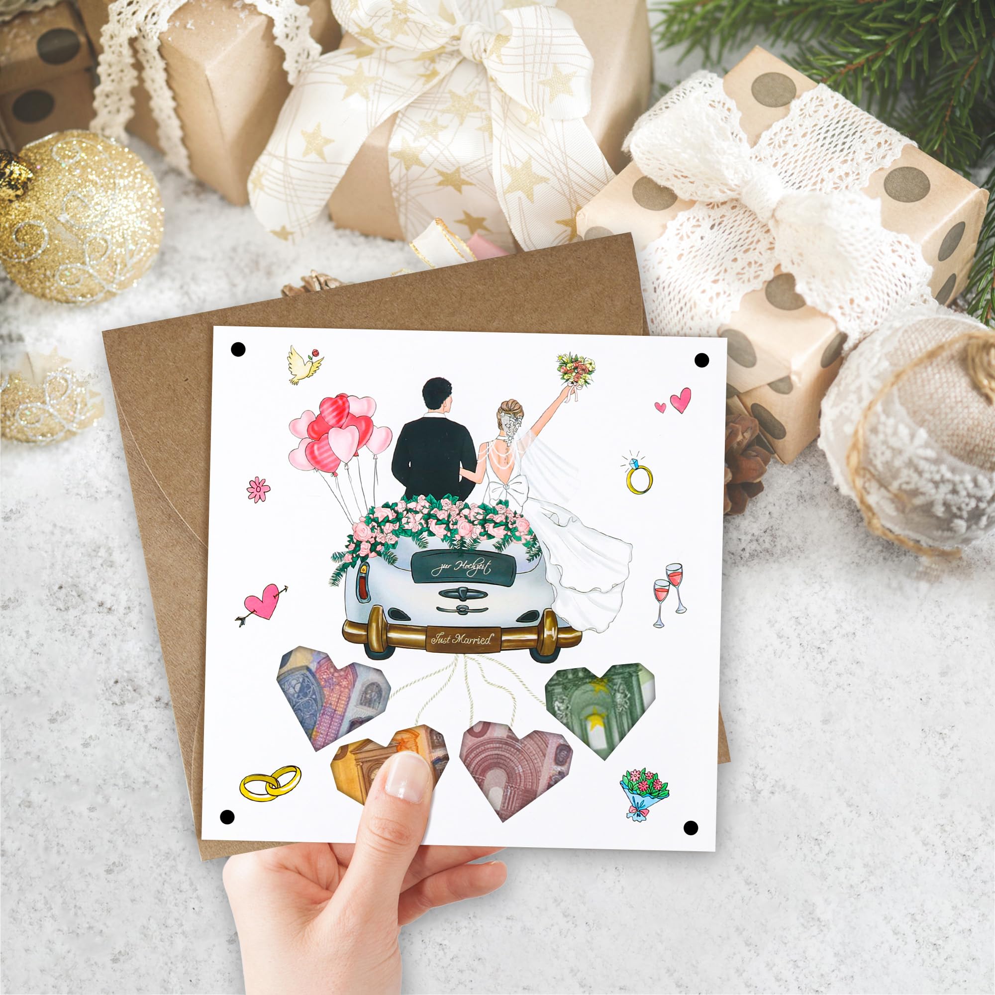 Cadeau Mariage Personnalisé Papierschmiede - Poster Argent Avec Noms Et Date - Cadre Bois Optionnel