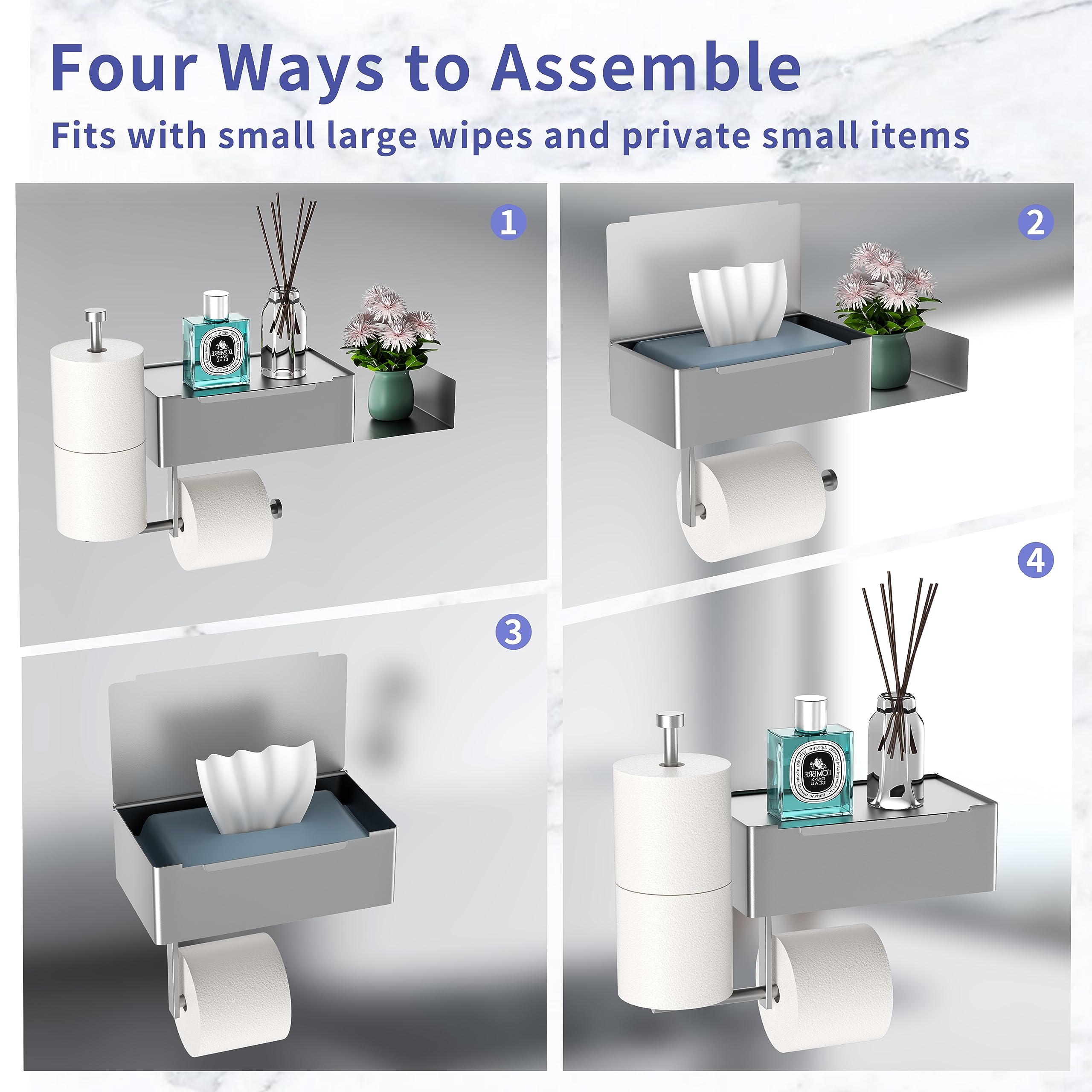 Dolvhin® Toiletpapierhouder Zonder Boren, Incl. 2 Handdoekhouders Geborsteld Roestvrij Staal Wc Rolhouder Zelfklevend Badkamerset Toiletrolhouder 662156929