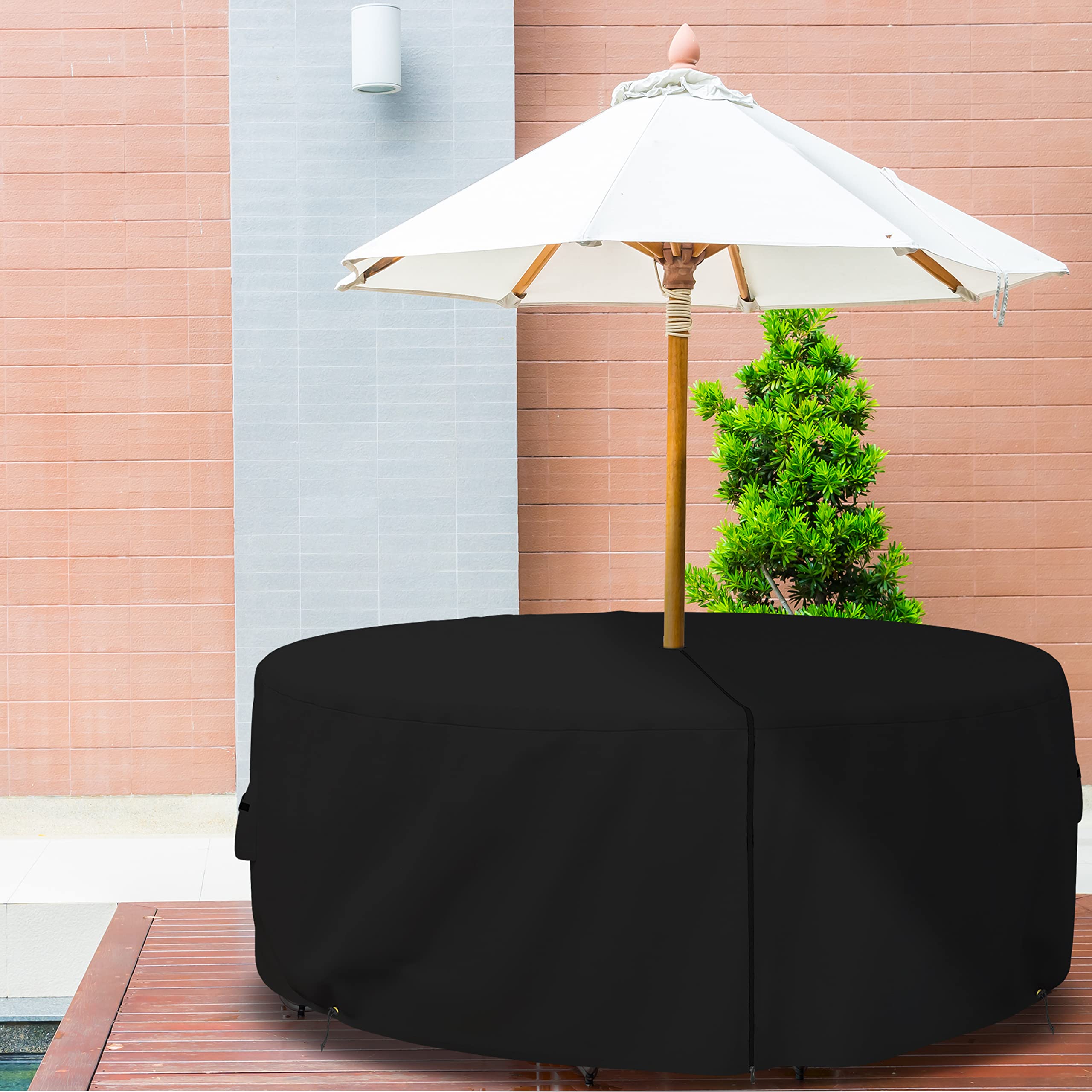 large round patio cover set adapted for umbrella Covers & All Table and Chair with Hole They provide essential protection newarrival_20241226 JanSport products for sale Color:Sumac