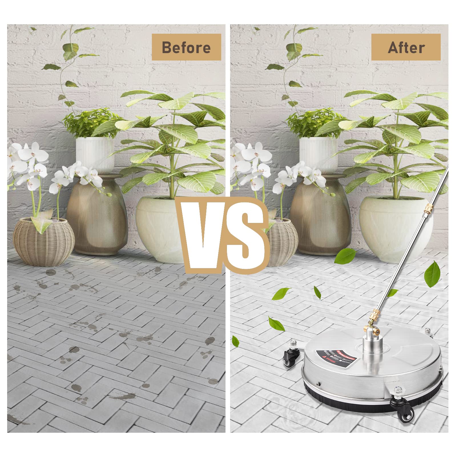 Kavolet Idropulitrice ad alta pressione per esterni 4.000 PSI Idropulitrice compatta 38 cm, detergente per superfici con connettore rapido da 1/4 pollici, per terrazze cortili