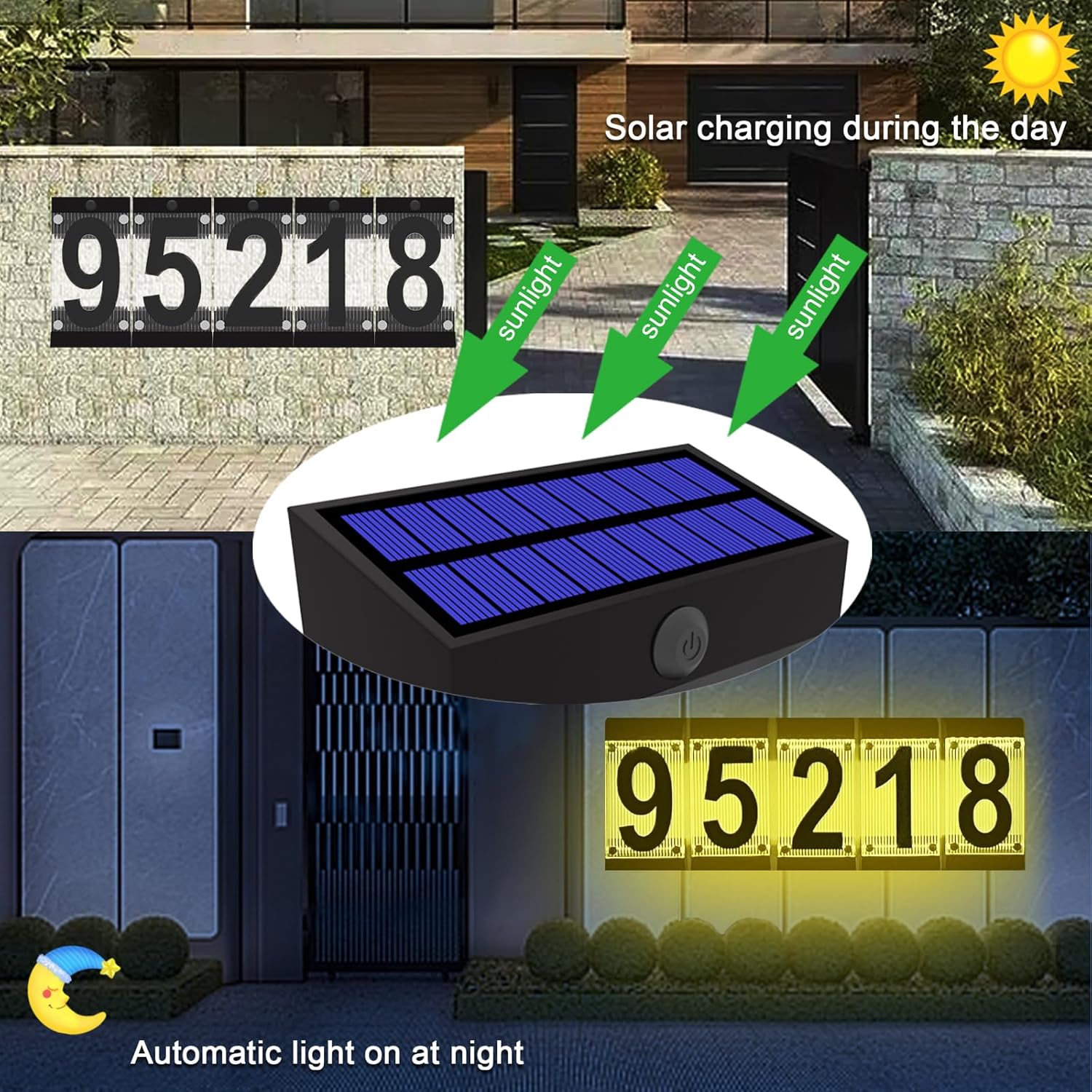 Solar House Numbers for Outside, 3D Acrylic Number Colorful light Remote Control, Solar Address Sign, Lighted Modern Address Numbers Solar Powered for Yard Street (Number 7)