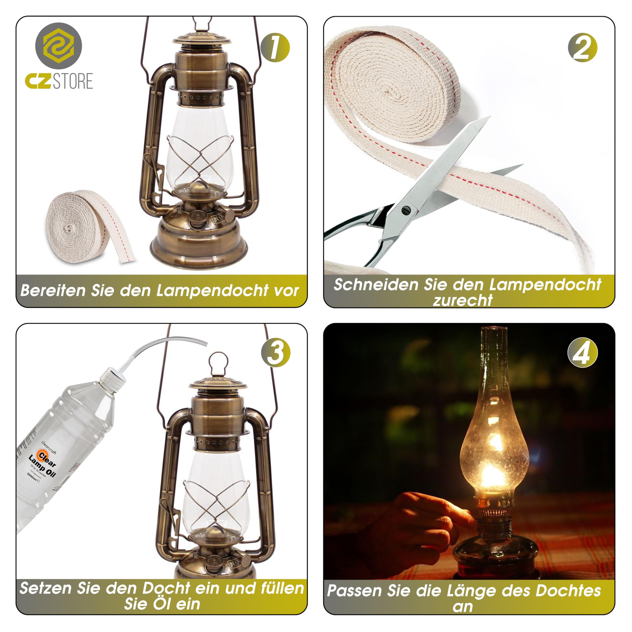 CZ Store Lampendocht 2m X 20mm - Baumwolldocht Für Petroleumlampen & Gartenfackeln