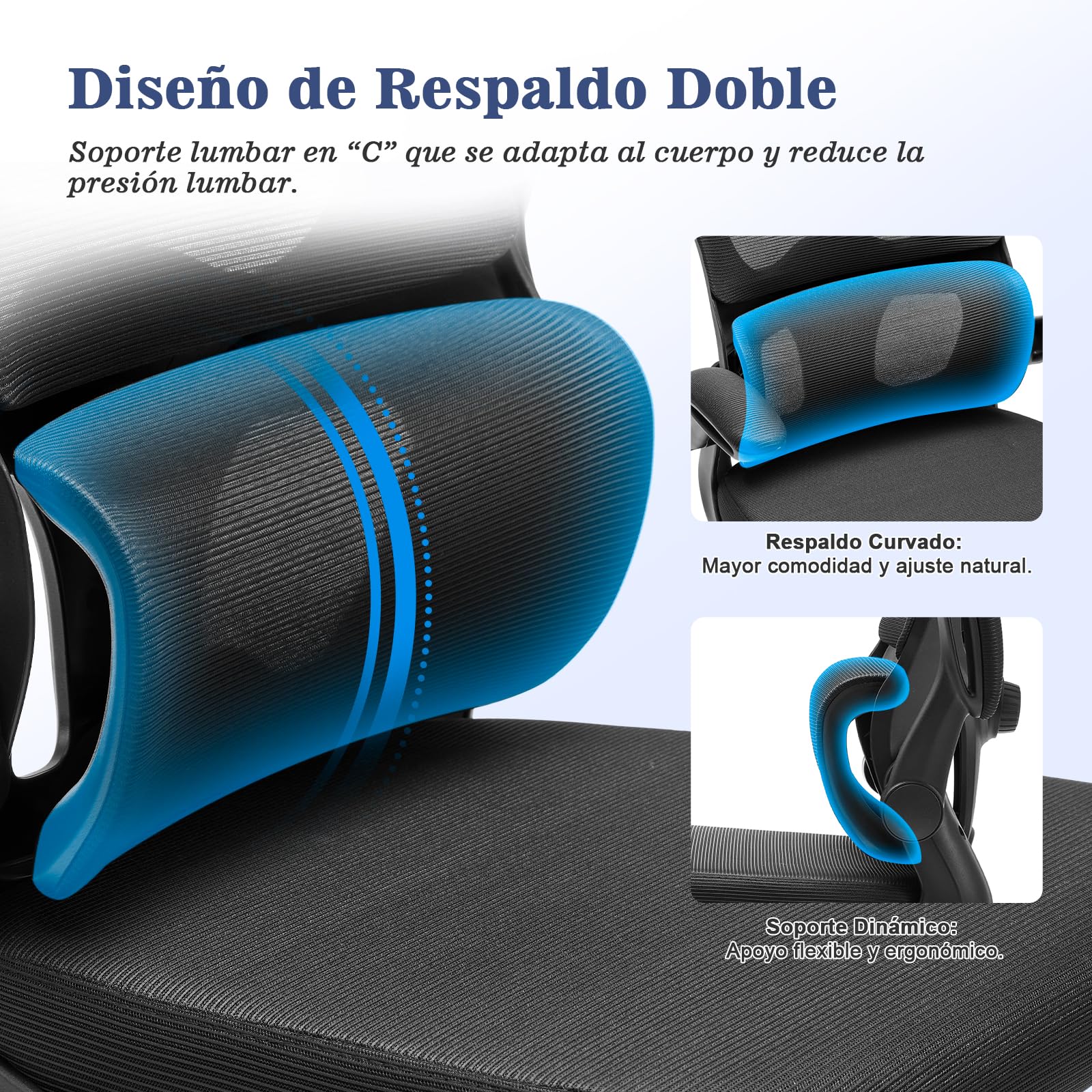 Magic Life Silla de Oficina Ergonómica con Respaldo de Malla, Soporte Lumbar Ajustable, Reposabrazos y Altura Regulable para Home Office (Negro)