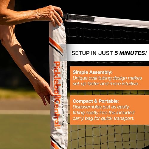 Miniatura 4 de PickleballCentral Rally Pickleball Net, Portable Net System, IndoorOutdoor, Pickleball Training Aids, Regulation Size, Alloy Steel Frame, Net and